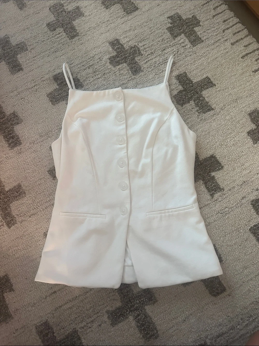 Anthropologie White Spaghetti Strap Button Front Tank
